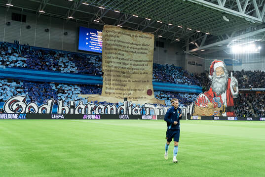 Supporters of Djurgården with a tifo