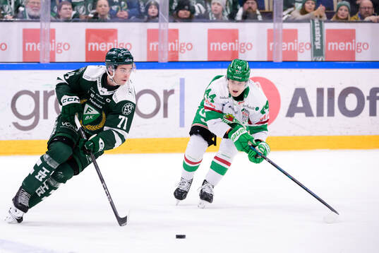 Färjestads Viktor Lodin och Rögles Jacob Peterson