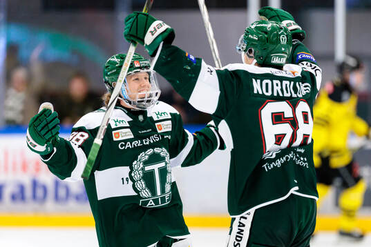 Tingsryds Linus Hedman och Theo Nordlund jublar