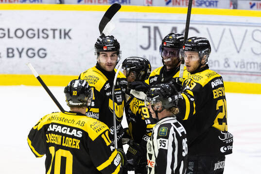 Västerås Elias Ekström jublar med Henrik Malmström, Kim