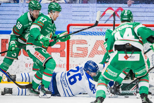 Rögles Filip Johansson och Jesper Pettersson och Leksands Patrik Norén