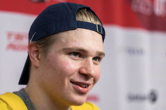 Zeb Forsfjäll of Sweden in mixed zone