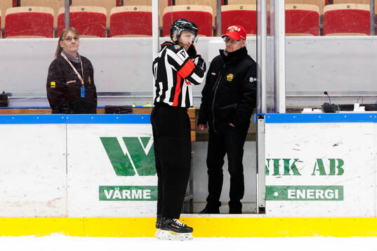 Domare Niklas Johansson försöker få kontakt med