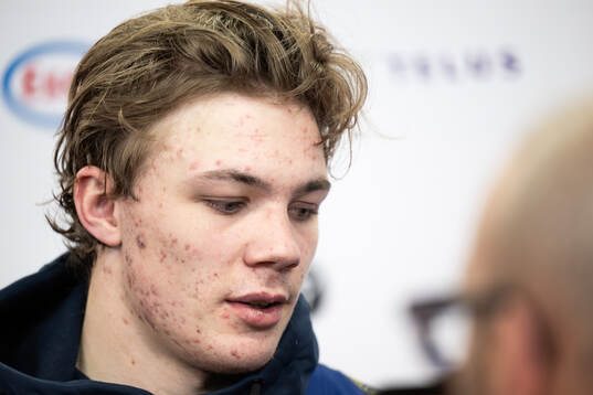 Anton Wahlberg of Sweden is interviewed in the mixedzone