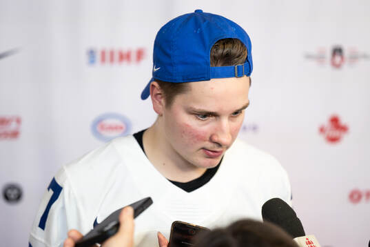 Benjamin Rautiainen of Finland is interviewed in the