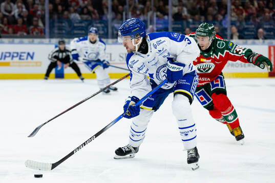 Leksands Fred Nilsson och Frölundas Mikael Ruohomaa