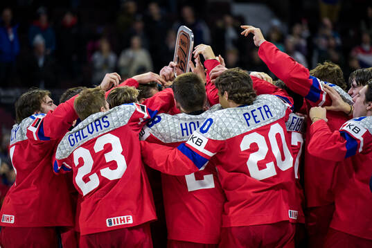 Players of Czech Republic celebrate winning