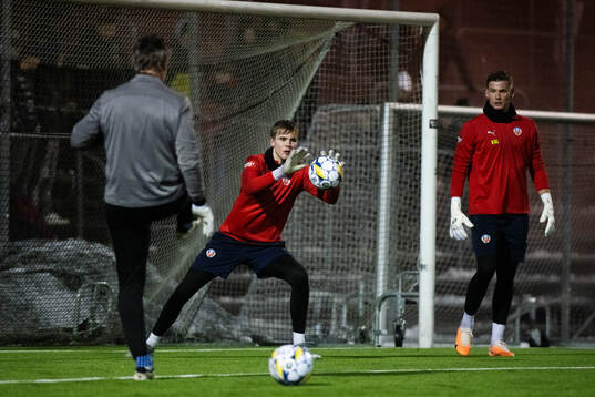 Helsingborgs målvakt Emil Rådahl och målvakt Johan Brattberg