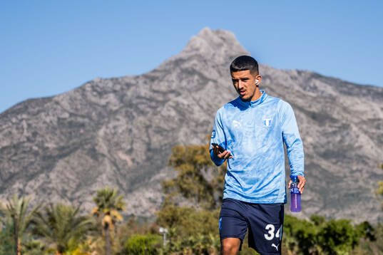 Zakaria Loukili of Malmö FF ahead of the friendly football match between Malmö FF and Sparta Prag on January 10, 2025 in Puerto Banus. 