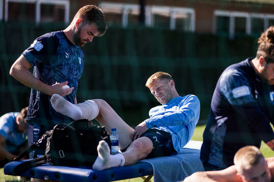 Malmö FFs Anders Christiansen får vård av naprapat David Björkman
