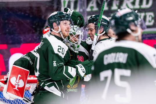 Marcus Westfält, goaltender Maxime Lagacé and Viktor