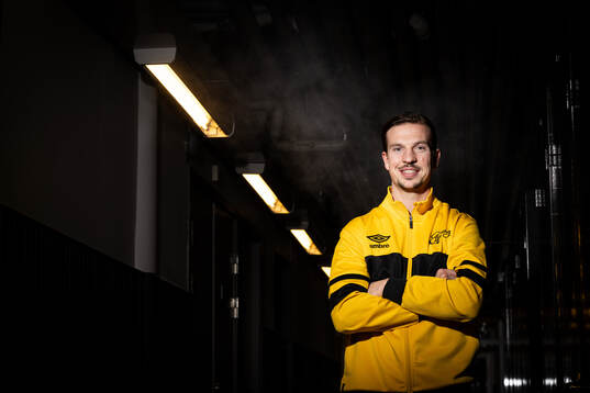 Elfsborgs nyförvärv Simon Olsson poserar för fotografering den 22 januari 2025 i Borås. 