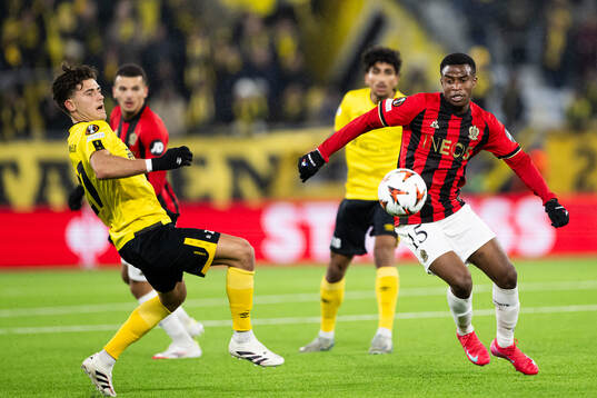 Besfort Zeneli of Elfsborg and Youssoufa Moukoko of Nice