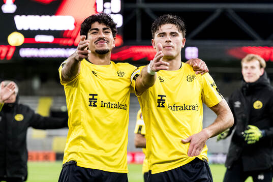 Ahmed Qasem and Besfort Zeneli of Elfsborg celebrate