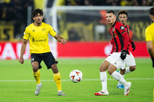 Ahmed Qasem of Elfsborg and Youssoufa Moukoko of Nice