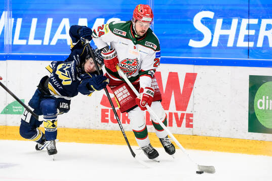 HV71s Oscar Fisker Molgaard och Modos Måns Carlsson