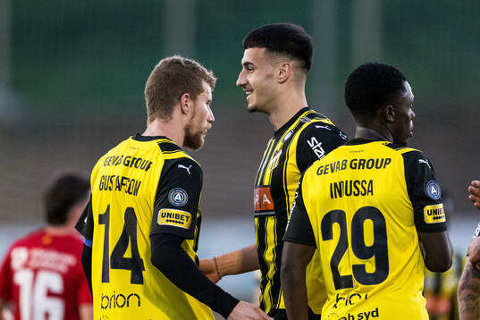 Simon Gustafson and Srdjan Hrstic of Häcken celebrates