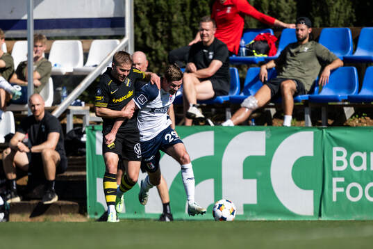 Jere Uronen of AIK and Frederik Brandhof of AGF Århus