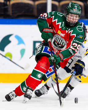 Frölundas Felizia Wikner-Zienkiewicz och HV71s Jenna Raunio