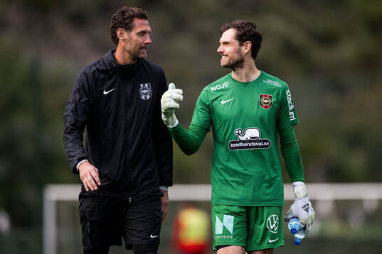 Goalkeeper coach Andreas Isaksson and Goalkeeper Davor Blazevic of Brommapojkarna