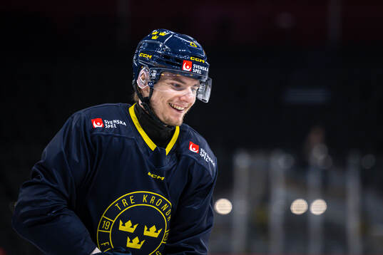 Lias Andersson of the Swedish national ice hockey team at a