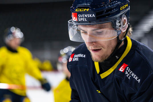 Lias Andersson of the Swedish national ice hockey team at a