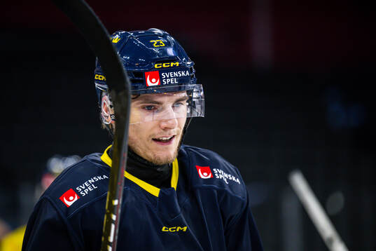 Lias Andersson of the Swedish national ice hockey team at a