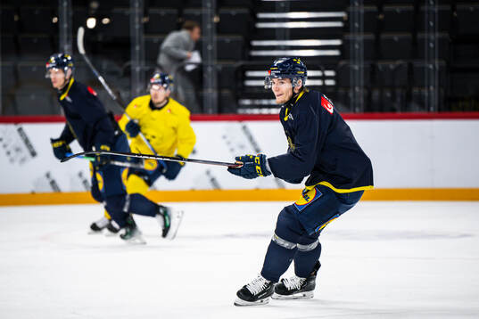 Lias Andersson of the Swedish national ice hockey team at a