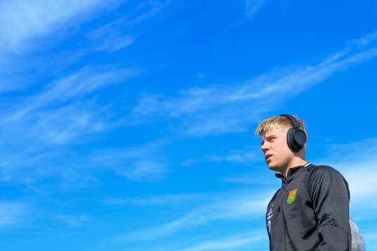 Frosti Thorkelsson of GAIS ahead of the friendly football match between GAIS and B.93 on February 6, 2025 in Albir. 