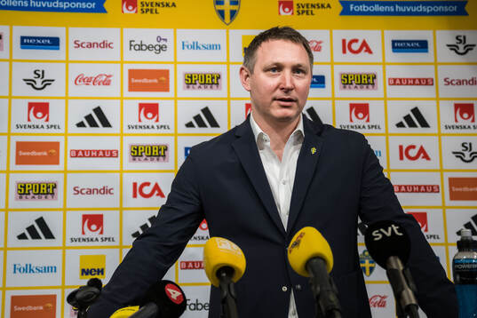 Kim Källström, head of football at the Swedish football federation during a press conference on February 10, 2025 in Stockholm. 
