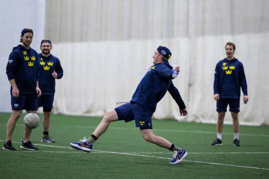Gustav Nyquist of Sweden playing football