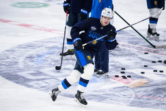 Kaapo Kakko of Finland at a practice session