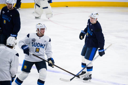 Kaapo Kakko of Finland at a practice session