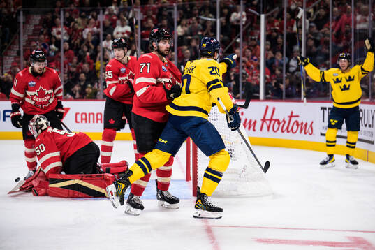 Joel Eriksson Ek of Sweden celebrates
