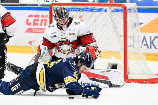 Malmö Redhawks målvakt Marek Langhamer och HV71s Tanner