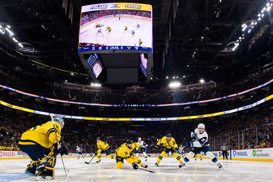 Goaltender Linus Ullmark, Mattias Ekholm and Erik Karlsson