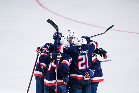 Jaccob Slavin, Brock Faber, Jack Eichel, Dylan Larkin and