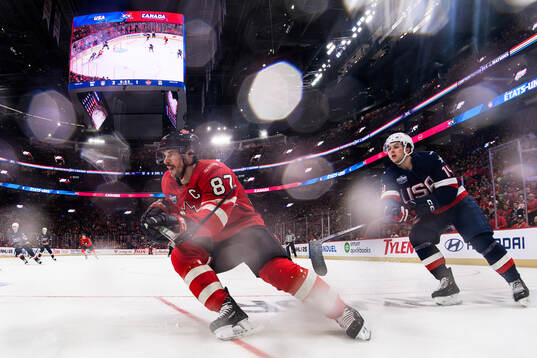 Sidney Crosby of Canada and Brock Faber of USA