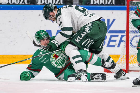 Rögles Lukas Ekeståhl-Jonsson och Färjestads Marcus