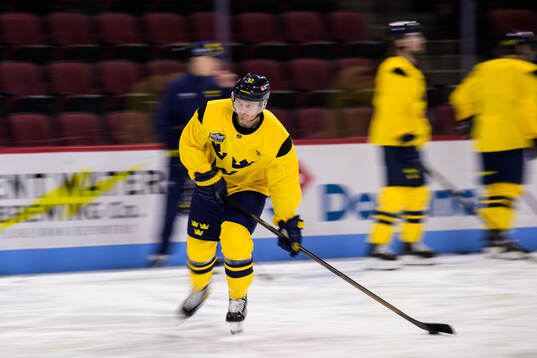 Gustav Nyquist of Sweden at a practice session