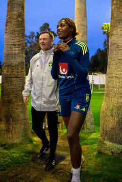 Head coach Peter Gerhardsson and Evelyn Ijeh