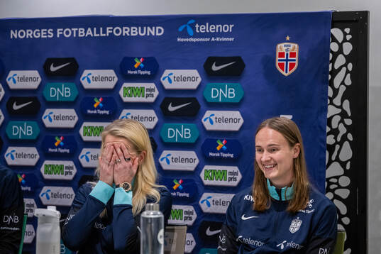 Ada Hegerberg and Caroline Graham Hansen of the Norwegian
