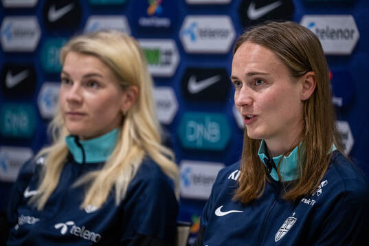 Ada Hegerberg and Caroline Graham Hansen of the Norwegian