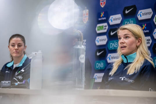 Maren Mjelde and Ada Hegerberg of the Norwegian women's