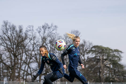 Goalkeeper Cecilie Fiskerstrand and Ada Hegerberg of the
