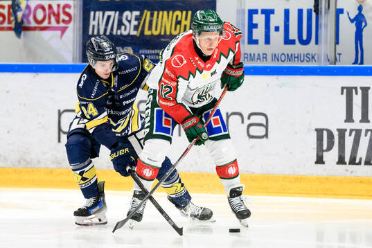 HV71s Oscar Fisker Molgaard och Frölundas Max Friberg