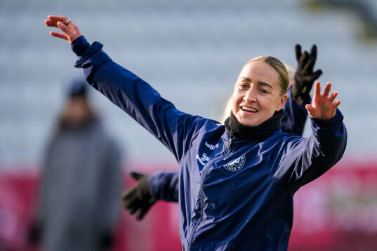 Sanne Troelsgaard of the Danish women's national football team at a training session