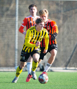 IFK Hässleholms Kasper Månsson i träningsmatchen mellan Kristianstads FC och IFK Hässleholm i Kristianstad 21 februari 2025.