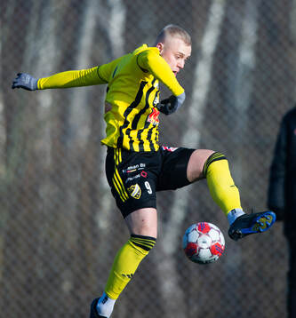  IFK Hässleholms Alexander Sjöström i träningsmatchen mellan Kristianstads FC och IFK Hässleholm i Kristianstad 21 februari 2025.