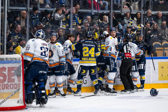 Gruff mellan Eric Martinsson och HV71s Oscar Fisker Molgaard